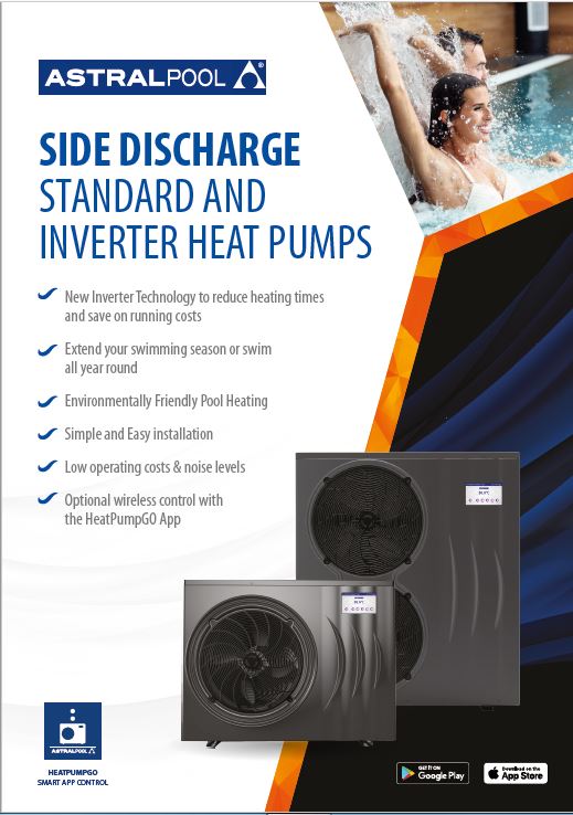 Astral heat pumps for your pool heating system.