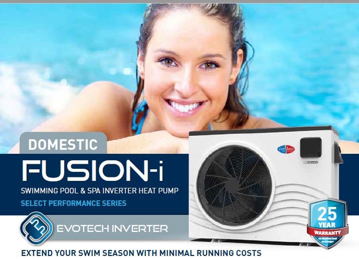 Evi Fusion-i pool and spa heat pumps with new inverter technology.