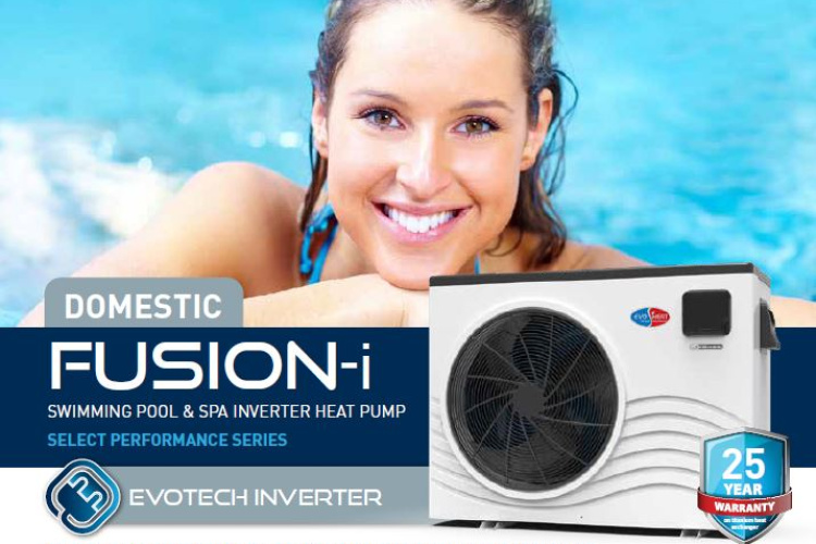 Evi Fusion-i pool and spa heat pumps with new inverter technology.